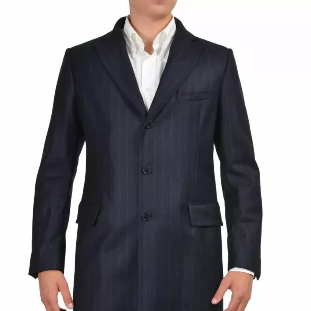 Ballantyne Blue 100% Wool Three Button Coat Retail $1050 Size XXL
